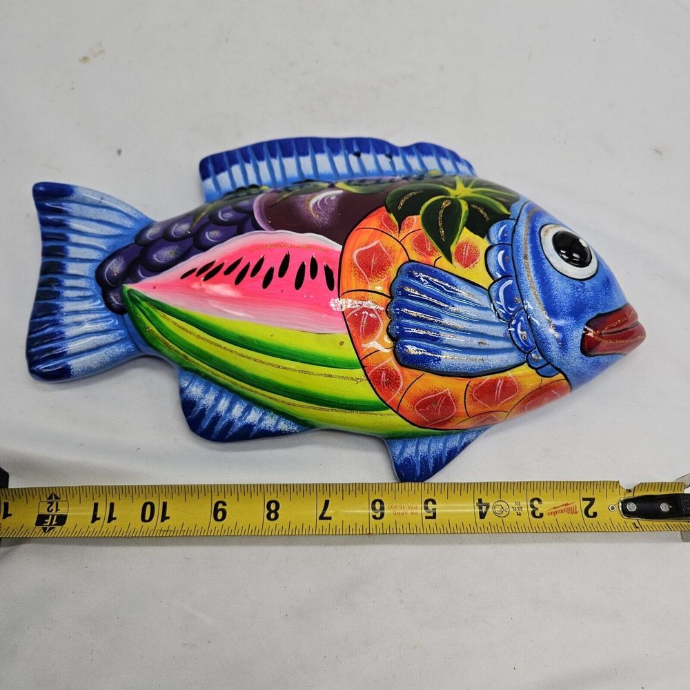 Vintage Ceramic Fish Wall Decor Large‎ Beige Brown Realistic Whimsical Bluegill - Picture 3 of 9